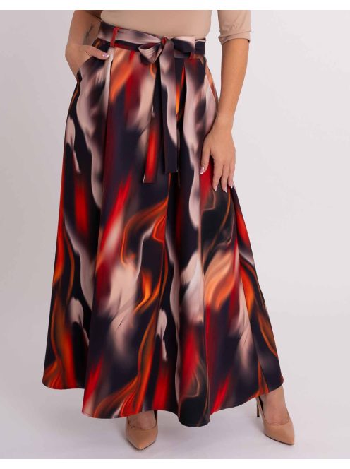 Livello Bordó-Fekete Mintás Maxi Szoknya