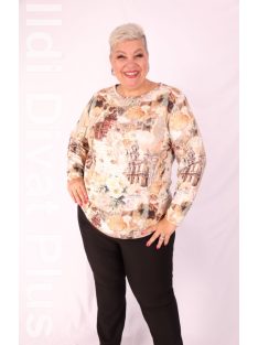 Livello Krém-Barna Mintás Felső