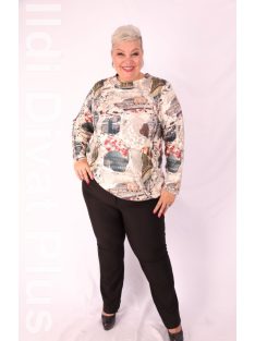 Livello Krém-Petrol Mintás Felső