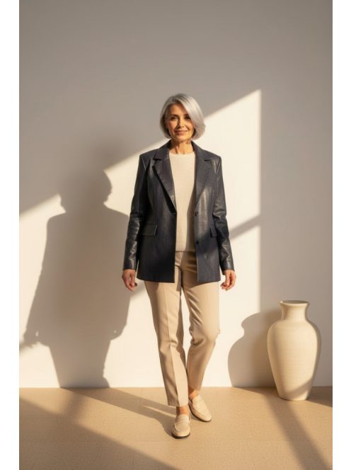 Livello Sötétkék Gombos  Textilbőr Blézer