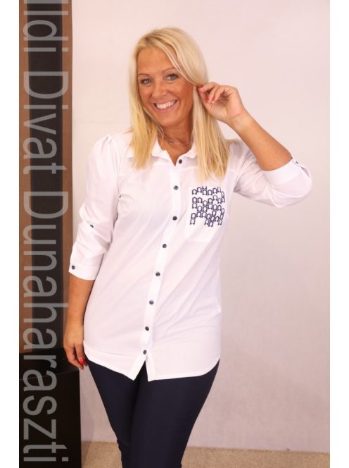 Livello Fehér-Kék Mintás Ing-50