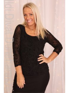 Livello Fekete Csipke Mintás Felső