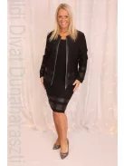 Livello Fekete Műbőr Betétes Blézer