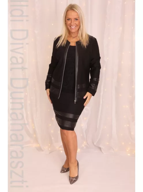 Livello Fekete Műbőr Betétes Blézer