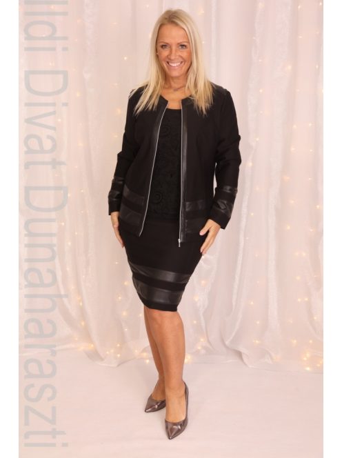 Livello Fekete Műbőr Betétes Blézer