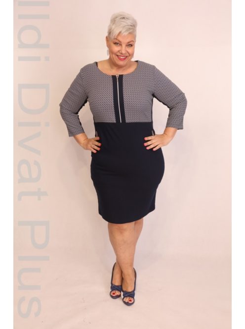 Livello Stile Kék-Fehér Mintás Ruha