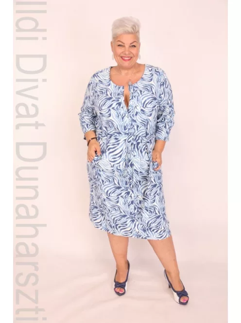 Livello Kék Mintás Derekán Kötős Lenruha