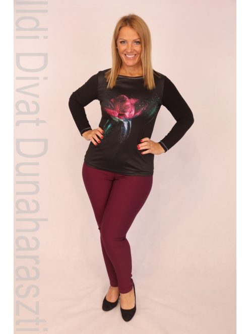 Livello Fekete Rózsamintás Felső