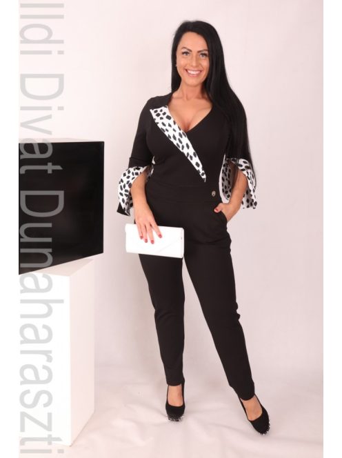 Mystic Day Fekete-Fehér Tölcséres Ujjú Overál