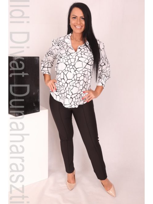 Mystic Day Fekete-Fehér Háló Mintás Anetta Blúz