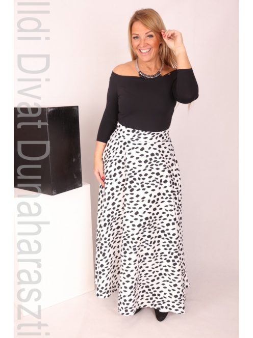 Mystic Day Fehér-Fekete Kristály Mintás Maxi Szoknya