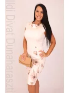 Mystic Day Beige Virágos Egyenes Sára Ruha