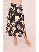 Mystic Day Fekete-Beige Virágos Midi Szoknya-M