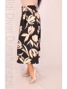 Mystic Day Fekete-Beige Virágos Midi Szoknya-M