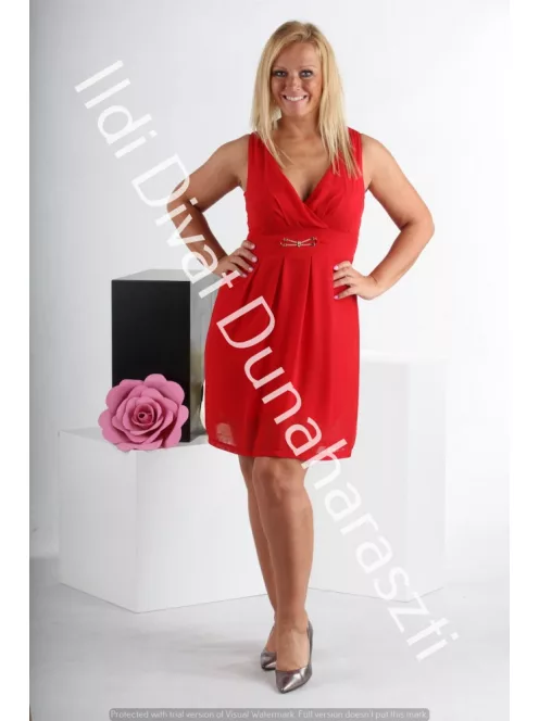 Mystic Day Hátul kötős piros ruha