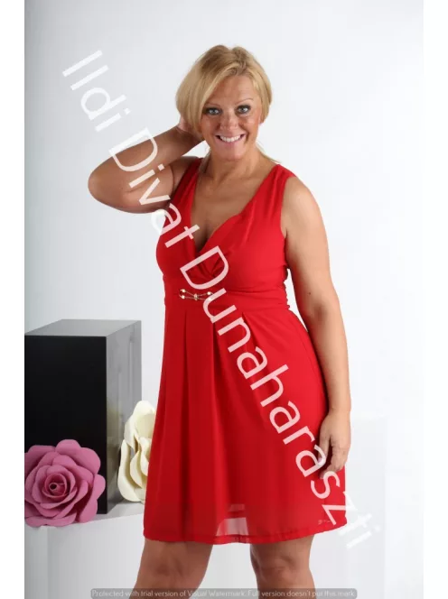 Mystic Day Hátul kötős piros ruha