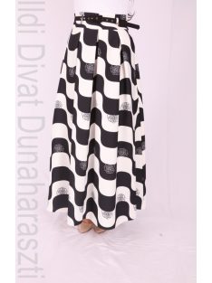Mystic Day Fekete-Ekrü Mintás Maxi Szoknya