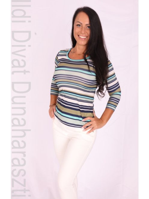 Mystic Day Olíva Csíkos Lana Felső-XXL