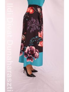 Mystic Day Petrol Virágmintás Öves Luca Szoknya