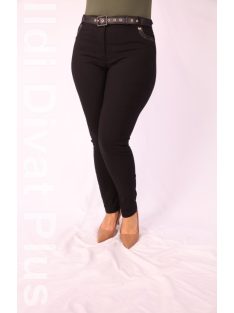 Mystic Day Fekete Műbőrbetétes Bengalin Nadrág