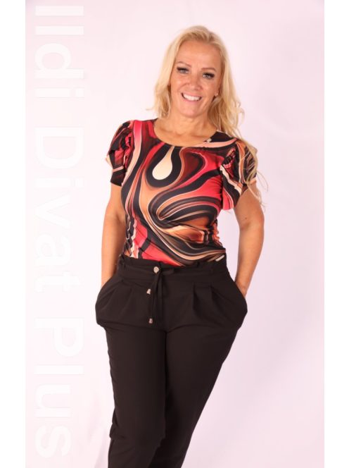 Mystic Day Piros-Barna Mintás Tűzvirág Felső