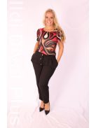 Mystic Day Piros-Barna Mintás Tűzvirág Felső