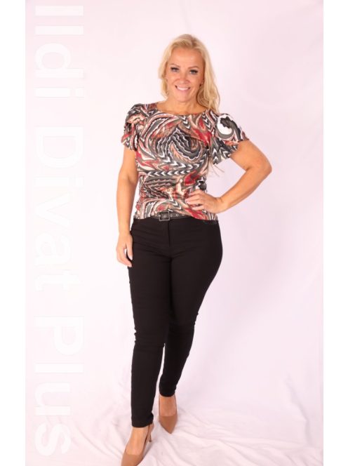 Mystic Day Khaki-Barna Mintás Tűzvirág Felső