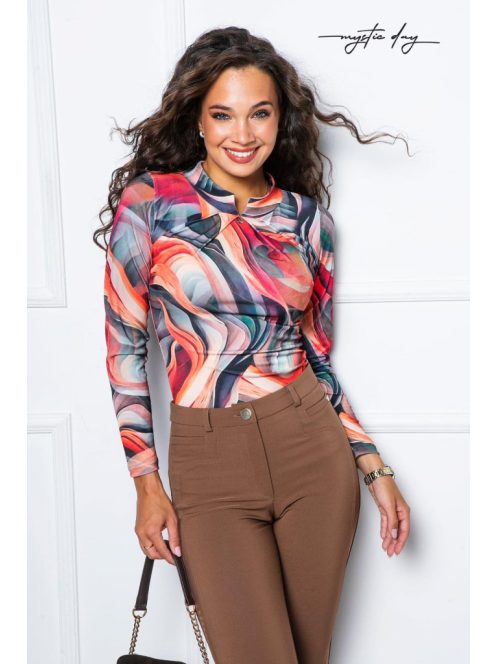 Mystic Day Bordó Őszi Mintás Lilla Felső