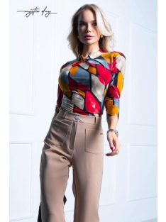 Mystic Day Bordó-Mustár Őszi Mintás Lilla Felső