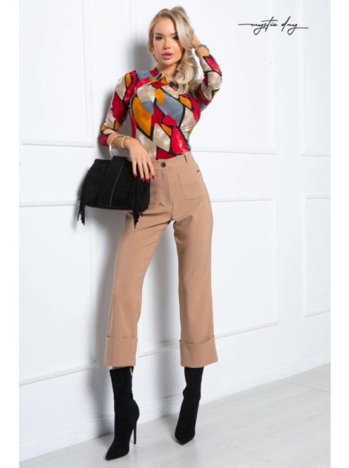 Mystic Day Bordó-Mustár Őszi Mintás Lilla Felső