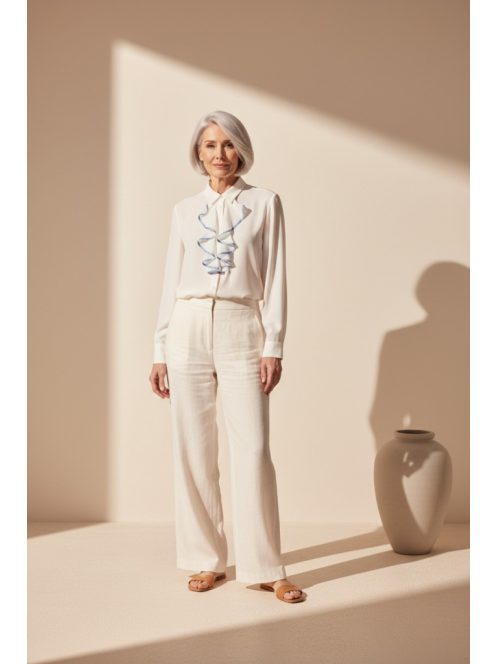 Mystic Day Ekrü-Kék Yvett Blúz