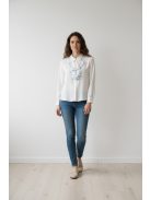 Mystic Day Ekrü-Kék Yvett Blúz