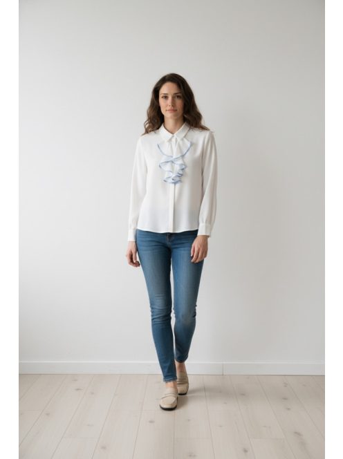 Mystic Day Ekrü-Kék Yvett Blúz