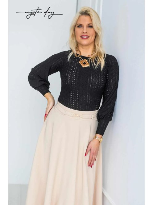 Mystic Day Fekete Raglán Buggyos Ujjú Felső