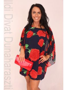 Mystic Day Sötétkék-Piros Rózsás Mariann Ruha