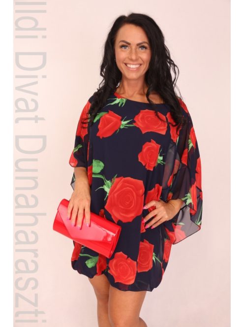 Mystic Day Sötétkék-Piros Rózsás Mariann Ruha