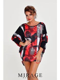 Mirage Fashion Díva Piros Mintás Tunika