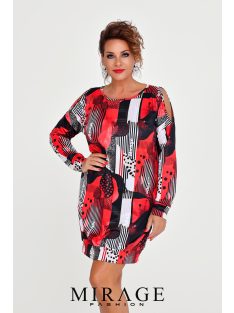 Mirage Fashion Krups Piros Mintás Tunika