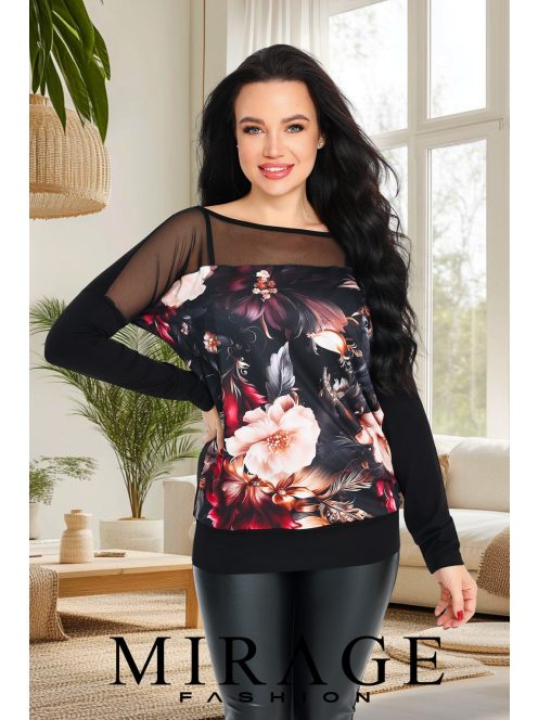 Mirage-Fashion Modul Fekete-Virágmintás Felső