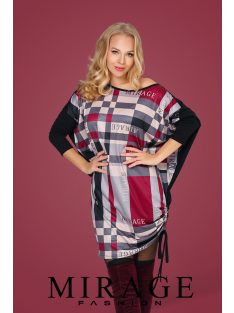 Mirage Fashion Bonbon Szürke-Lila Kockás Tunika