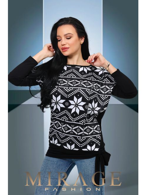 Mirage Fashion Joyce Fekete-Fehér Mintás Felső