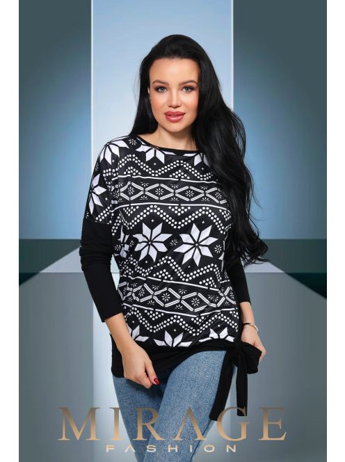 Mirage Fashion Joyce Fekete-Fehér Mintás Felső