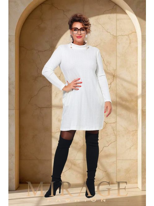 Mirage Fashion Siny Fehér Kötött Ruha