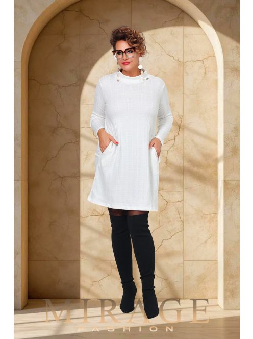 Mirage Fashion Siny Fehér Kötött Ruha