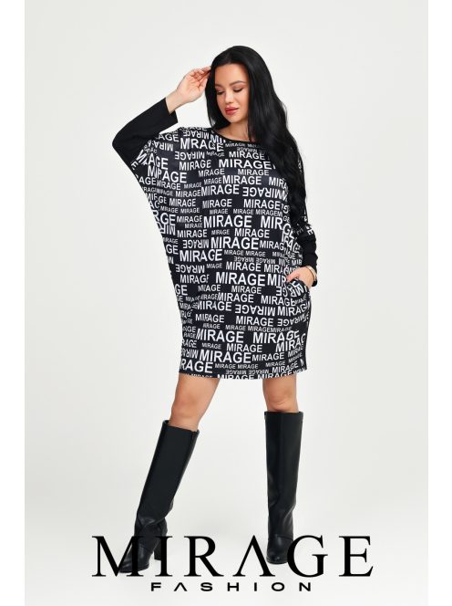 Mirage Fashion Minna Fekete-Fehér Mintás Tunika