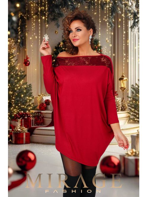 Mirage Fashion Song Bordó Csipkés Tunika