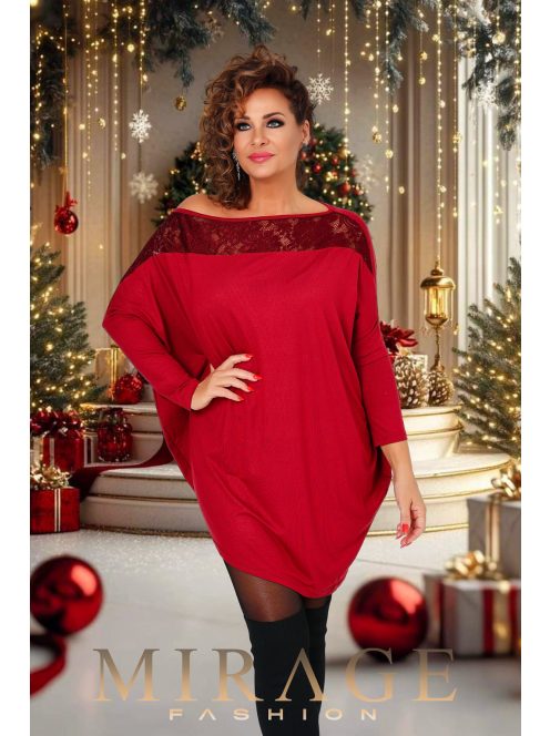 Mirage Fashion Song Bordó Csipkés Tunika