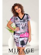 Mirage Fashion Fekete-Pink Mintás Sacramento Ruha