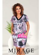 Mirage Fashion Fekete-Pink Mintás Sacramento Ruha