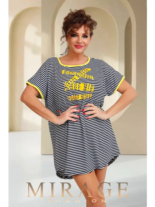 Mirage  Fashion Fekete-Fehér Csíkos Diamond Tunika